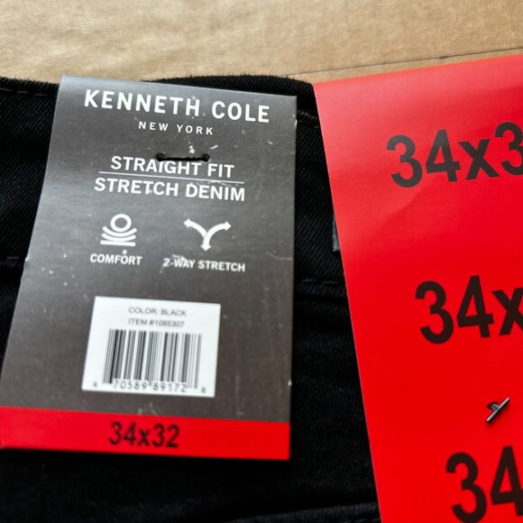 Kenneth Cole Men's Straight Leg Jeans Stretch Denim Black Size 34x32 - Picture 12 of 13